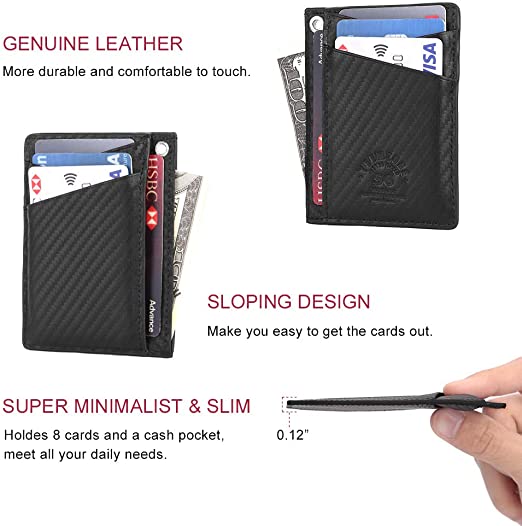 Teemzone RFID Blocking Genuine Leather Slim Cardholder (3741)