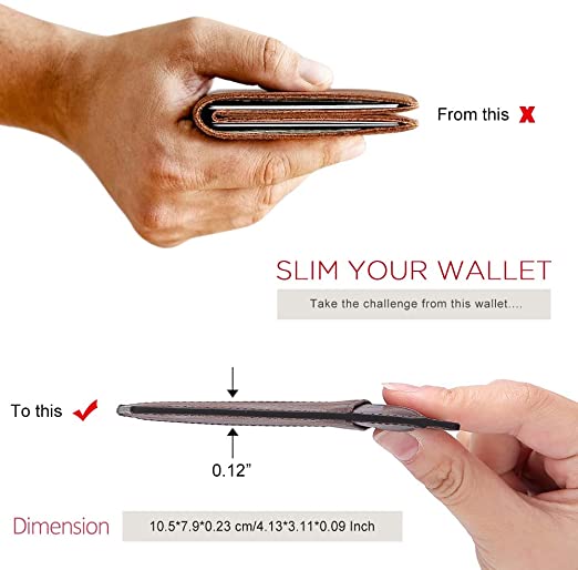 Teemzone RFID Blocking Genuine Leather Slim Cardholder (3741)