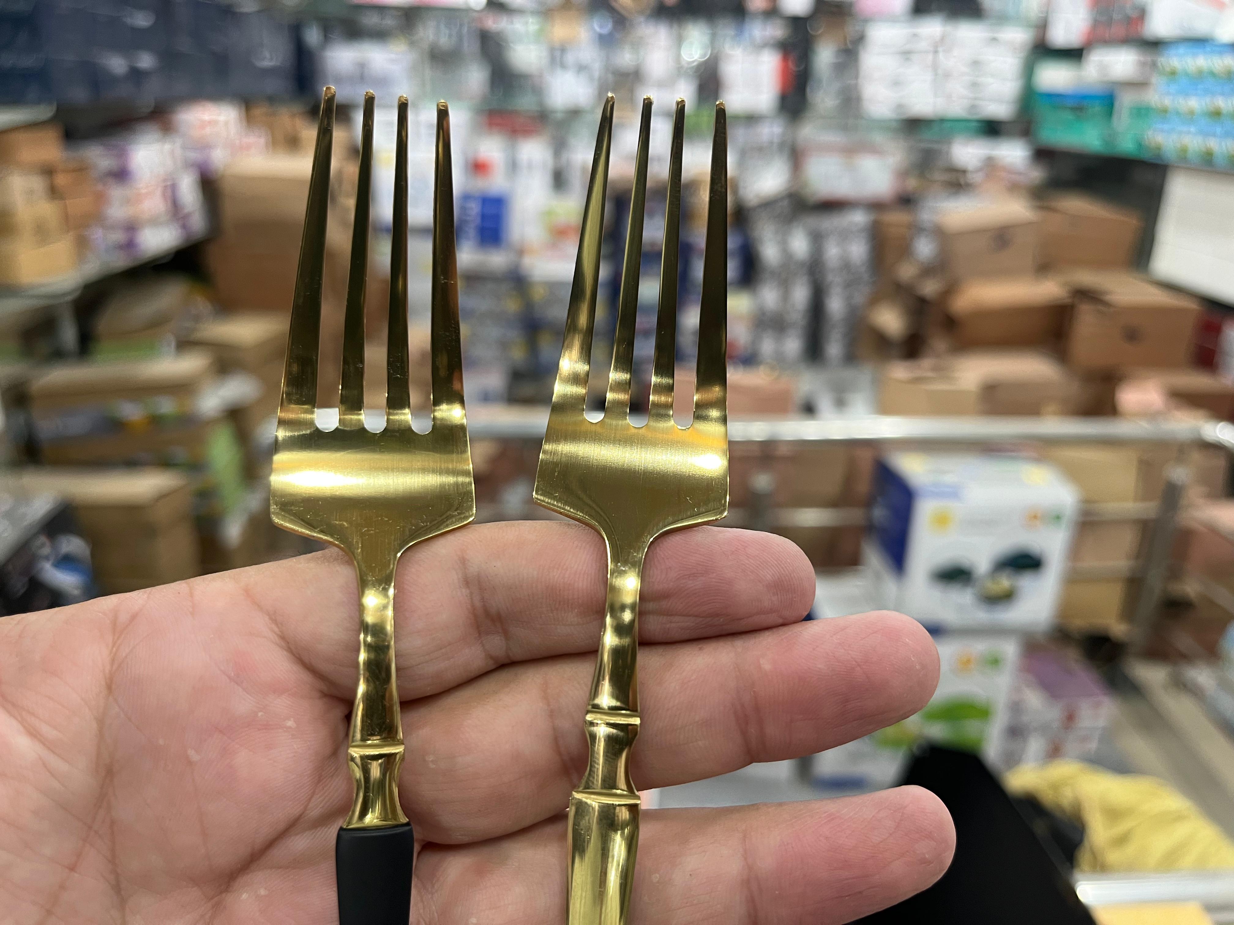 Hanif Trades High Quality Polished Cutlery Set Golden and Half Golden Stainless Steel