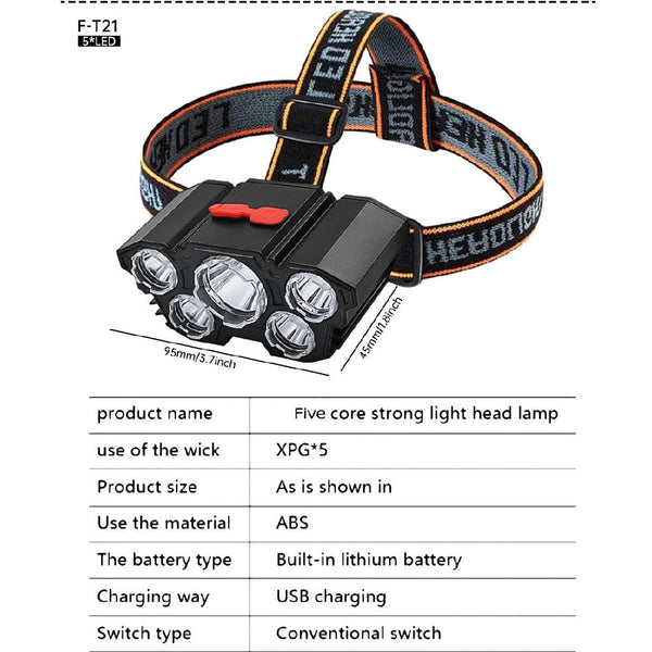 LED Highlight USB Headlight F-T21