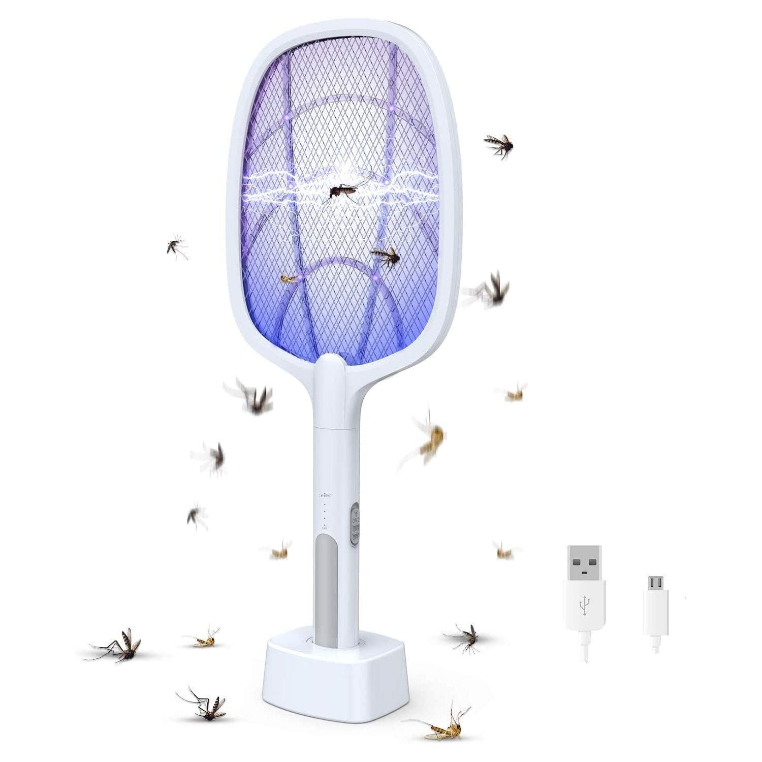 Rechargeable Handheld Electric Fly Swatter Mosquito Killer Racket