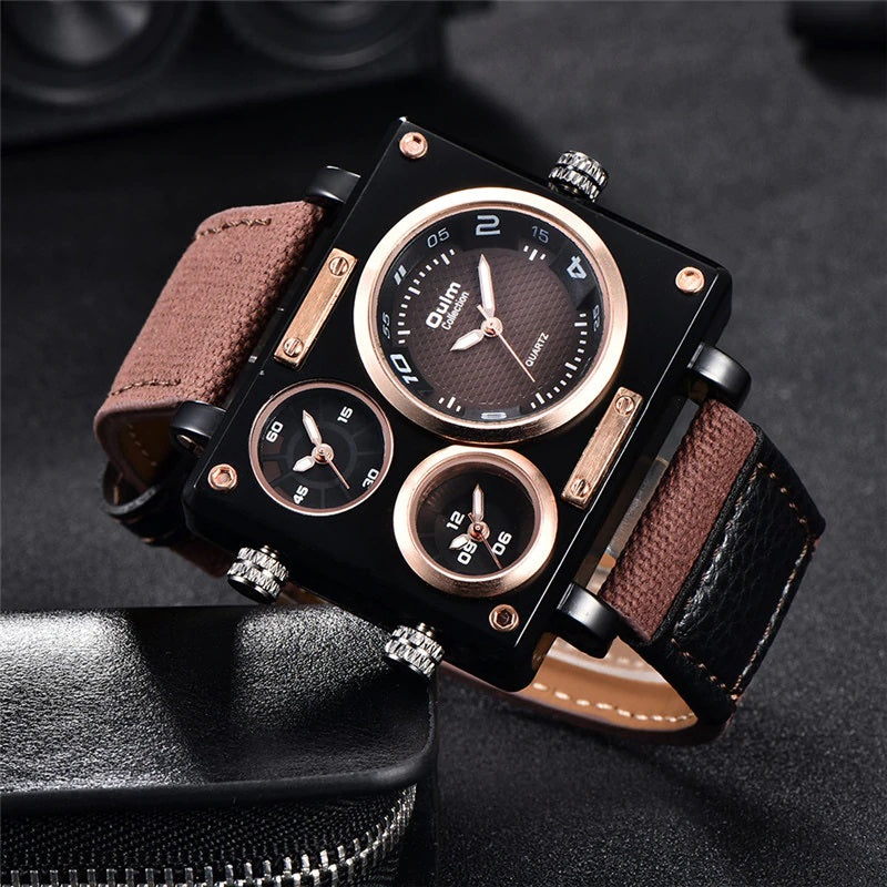 Oulm Multi-Time Zone Military Men's Quartz Watch