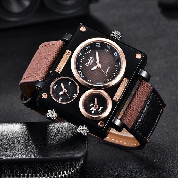 Oulm Multi-Time Zone Military Men's Quartz Watch