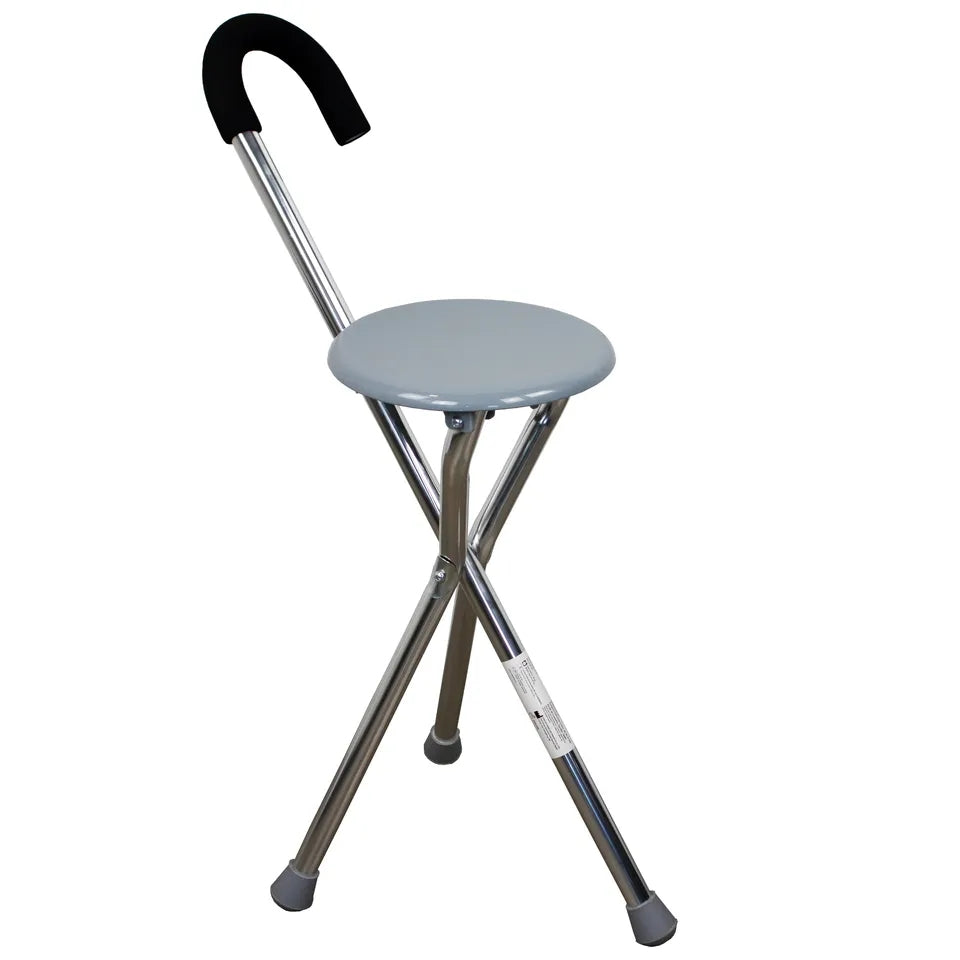 Adjustable Folding Cane with Seat Large Capacity Lightweight Crutch Chair Stool