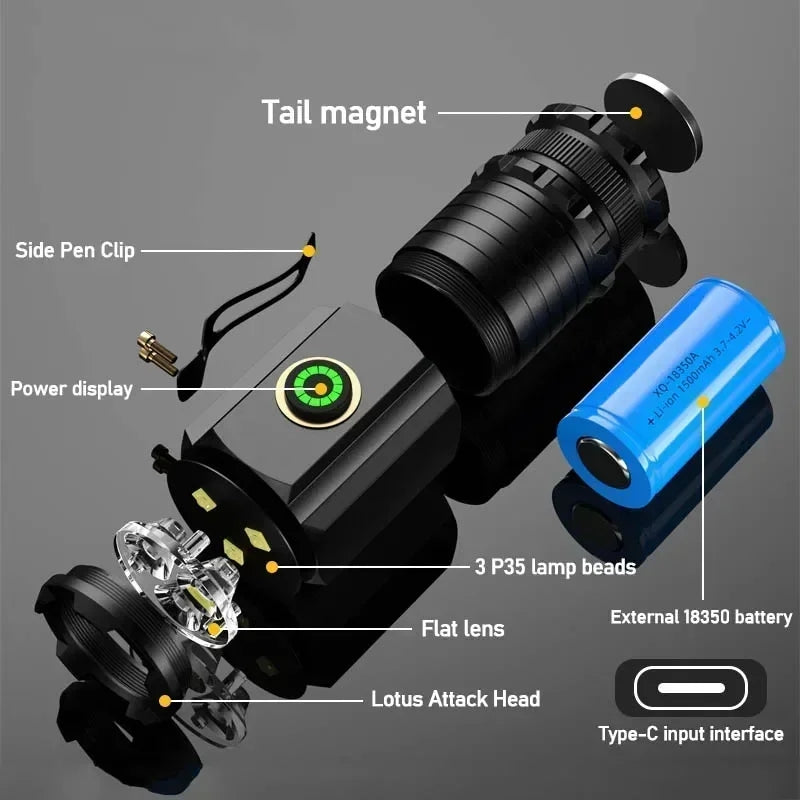 Rechargeable Powerful Long Range LED Torch Light RL-K91