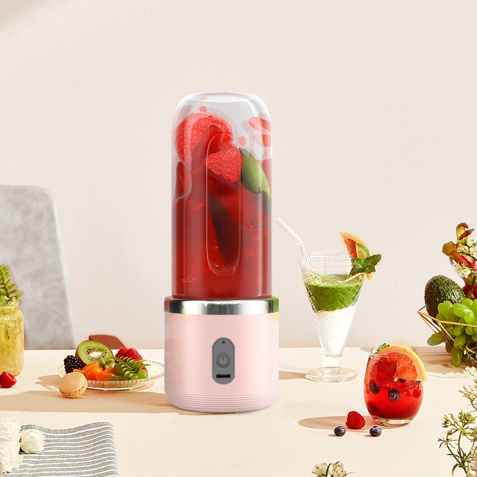 Hanif Trades Mini Juice Blender with a Stylish Portable Bottle  Six 6 Stainless Sharp Blades