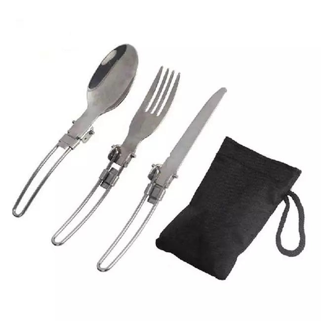 3Pcs Camping Hiking Picnic Foldable Cutlery Set