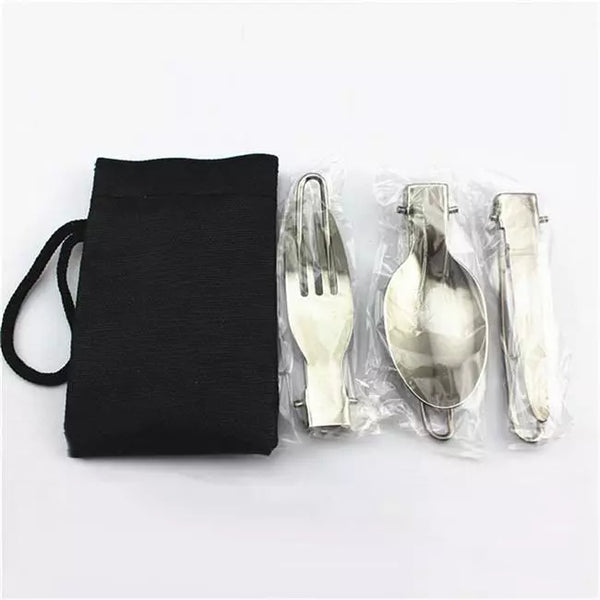 3Pcs Camping Hiking Picnic Foldable Cutlery Set