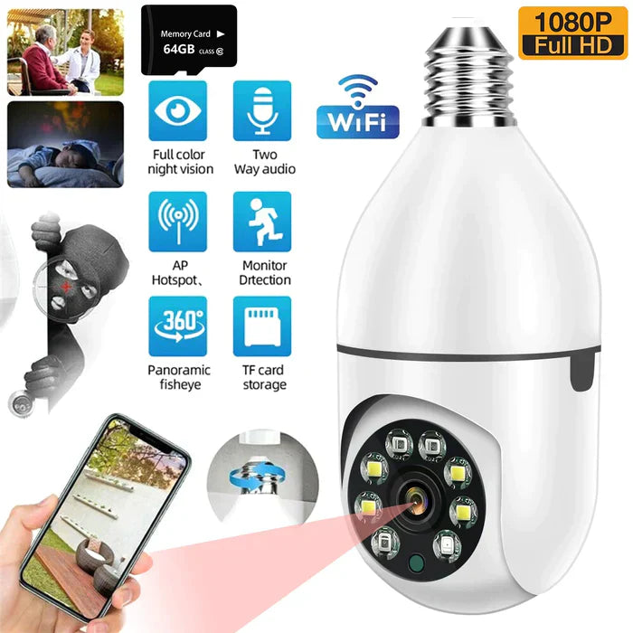 Hanif Trades Wireless Bulb Security Camera 360°Rotational View